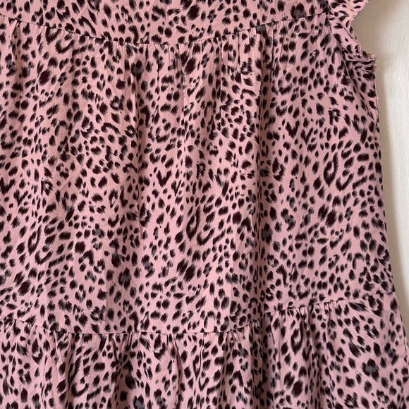 ALREDINE TIERED DRESS. BOHO BABYDOLL LOOSE DRESS. PINK/BROWN ANIMAL PRINT - Picture 9 of 12